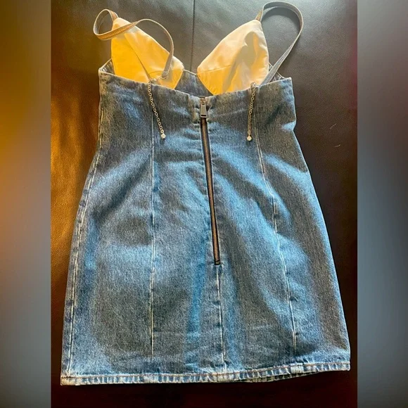 AREA Crystal Embellished Denim Dress - Picture 2 of 5